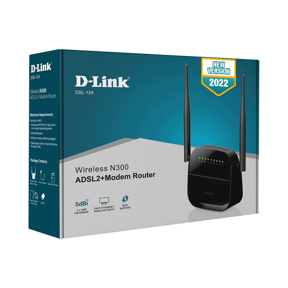 تصویر از مودم روتر ADSL2 Plus بی سیم N300 دی-لینک مدل DSL-124 New