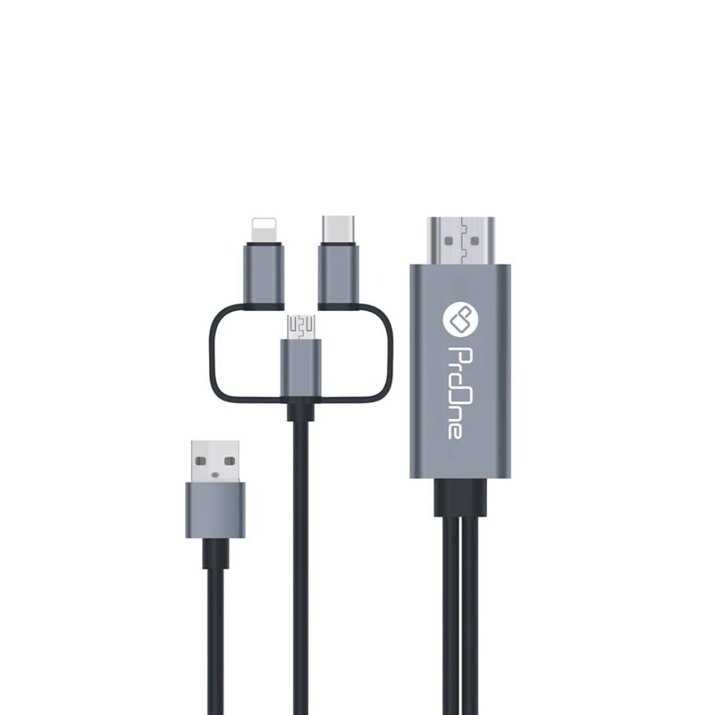 تصویر از کابل تبدیل HDMI به USB-C / microUSB / لایتنینگ پرووان مدل PCH70 طول 1.8متر اصلی